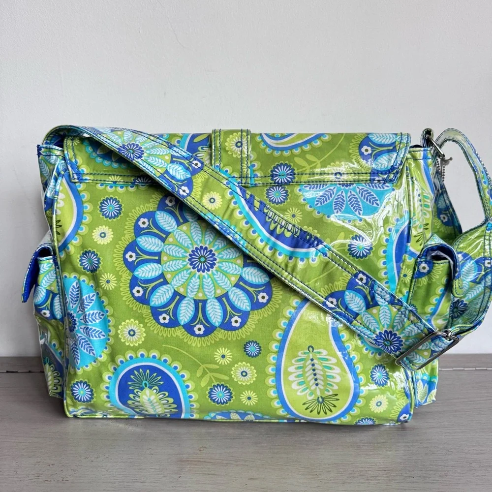 Kalencom New Orleans Paisley Diaper Bag NEW Laminated Fabric Tote Blue‎ Green